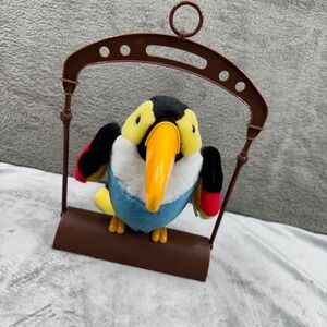 Unbranded Toucan Plush Toy Unisex OS Multicolor Excellent Bird on Swing Perch